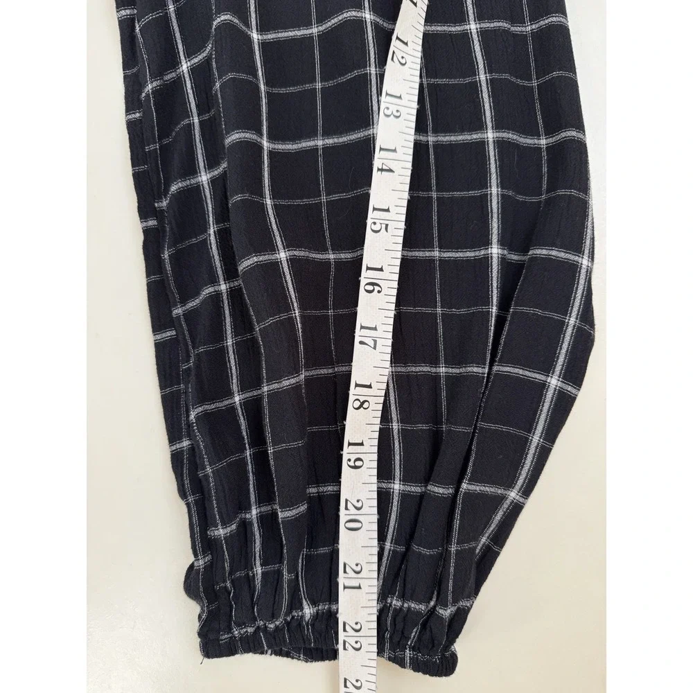 Old Navy Black Windowpane Plaid Midi Dress XL Tiered Empire Waist Prairie